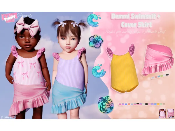 Alpha Demmi Swimsuit Cover Skirt by simsfinds - The Sims 4 Custom Content