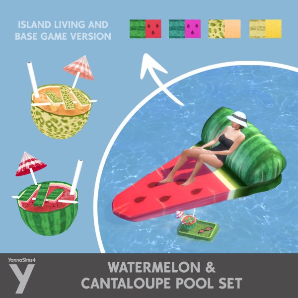 Maxis Match Watermelon And Cantaloupe Pool Set by simsfinds - The Sims 4 Custom Content