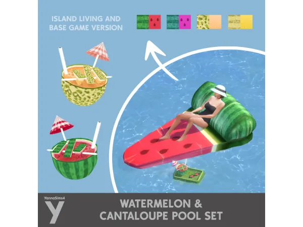Maxis Match Watermelon And Cantaloupe Pool Set by YannaSims4CC - The Sims 4 Custom Content