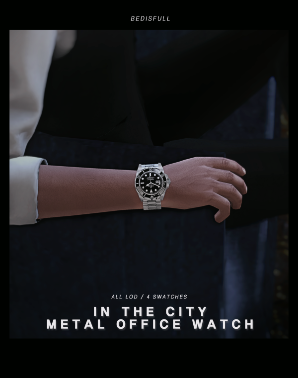 Alpha BED_TS4 M In the city metal office watch by simsfinds - The Sims 4 Custom Content