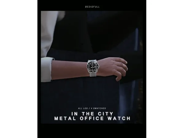 Alpha BED_TS4 M In the city metal office watch by BED MUSAE - The Sims 4 Custom Content