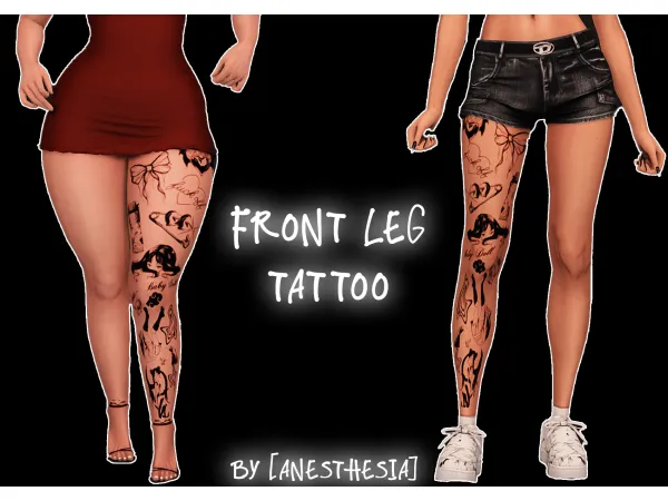 Mix [anesthesia] Front Leg Tattoo by simsfinds - The Sims 4 Custom Content