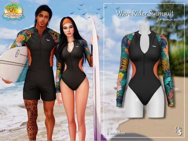Alpha VacationVibes Wave Rider Swimsuit for woman - The Sims 4 Custom Content