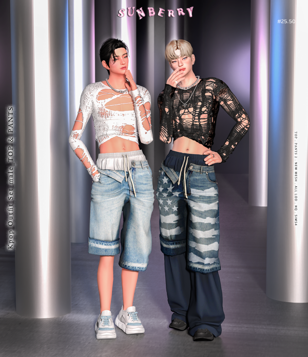 Alpha [SUNBERRY]2550_male Kpop Outfit _toppants 2 by simsfinds - The Sims 4 Custom Content