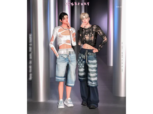 Alpha [SUNBERRY]2550_male Kpop Outfit _toppants 2 - The Sims 4 Custom Content