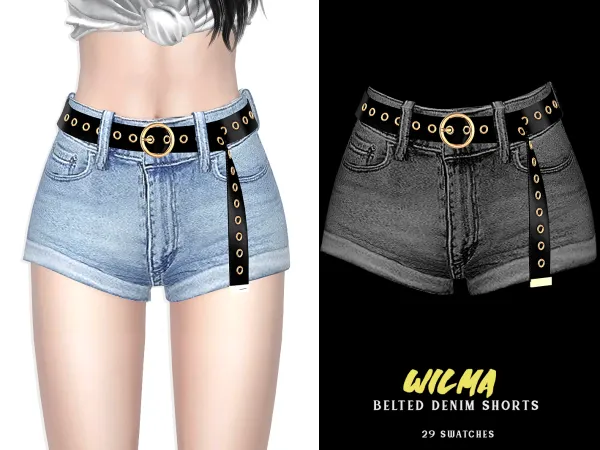 Wilma Belted Denim Shorts