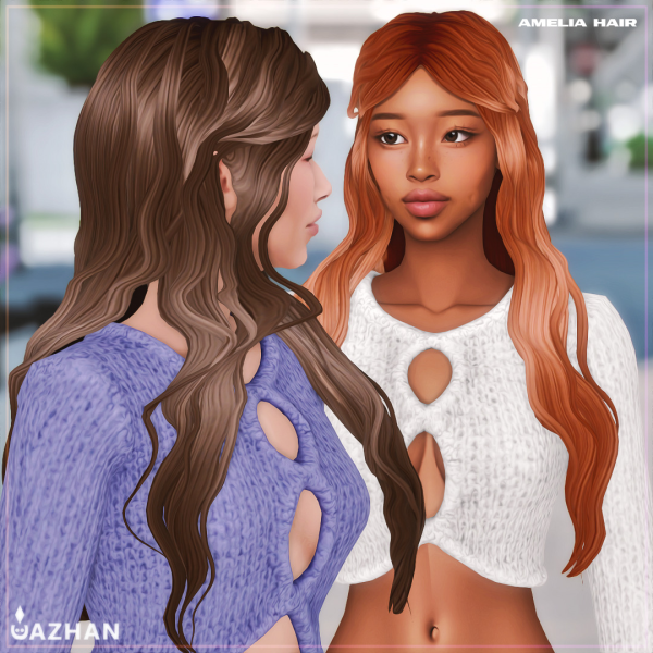 Mix [AMELIA SET] Hair by simsfinds - The Sims 4 Custom Content