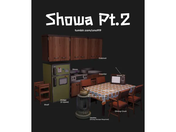 Mix Showa Set Pt2 by unouno372 - The Sims 4 Custom Content