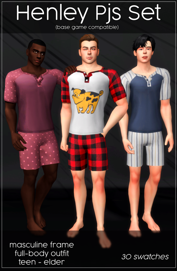 Maxis Match Henley Pjs Set by simsfinds - The Sims 4 Custom Content