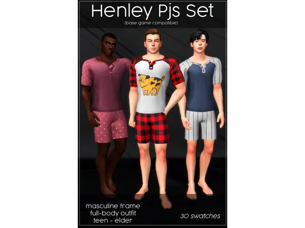 Maxis Match Henley Pjs Set by creamlattedream - The Sims 4 Custom Content