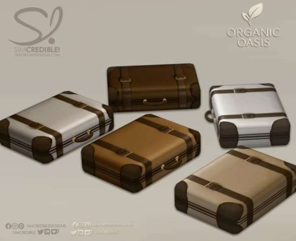 Alpha Organic Oasis Decor suitcase by simcredible - The Sims 4 Custom Content