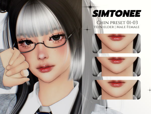 Mix Simtonee Chin Preset 01 03 by simsfinds - The Sims 4 Custom Content
