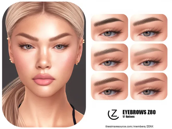 Alpha EYEBROWS Z80 by ZENX - The Sims 4 Custom Content