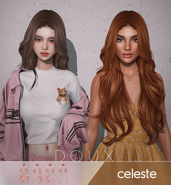 Alpha DOUX Celeste Hairstyle by douxhair - The Sims 4 Custom Content