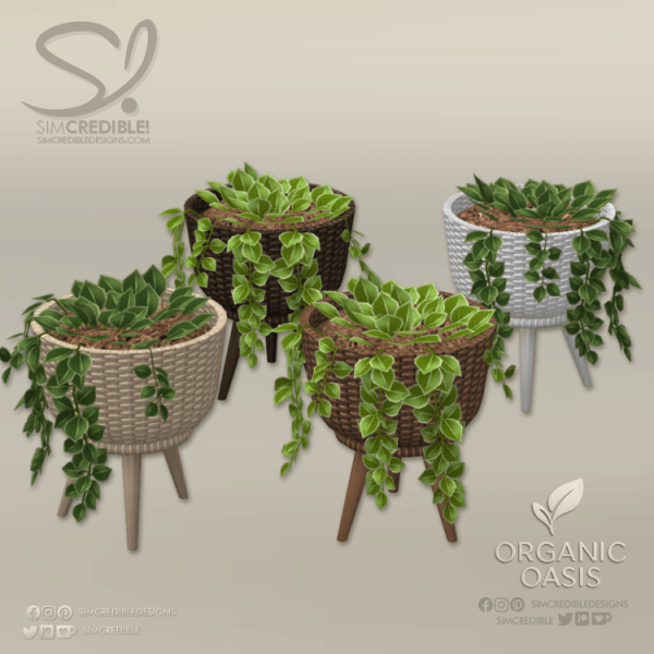 Alpha Organic Oasis Hotel Suite Extras Little Plant Planter by simcredible - The Sims 4 Custom Content