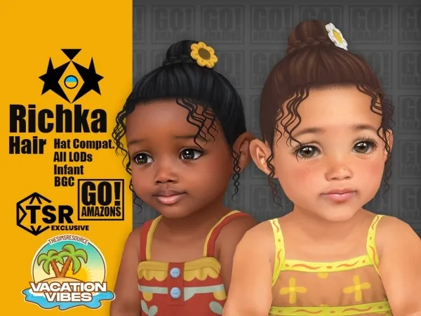 Maxis Match Richka Hair (Vacation Vibes) by goamazons - The Sims 4 custom content
