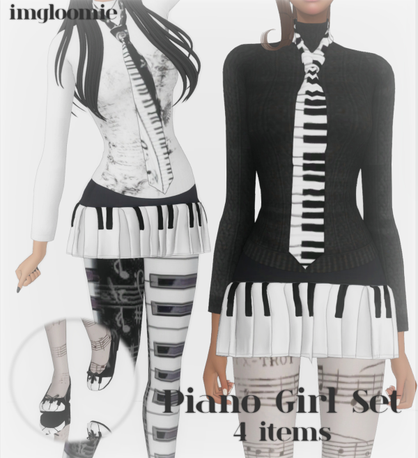 Maxis Match Piano Girl by simsfinds - The Sims 4 Custom Content