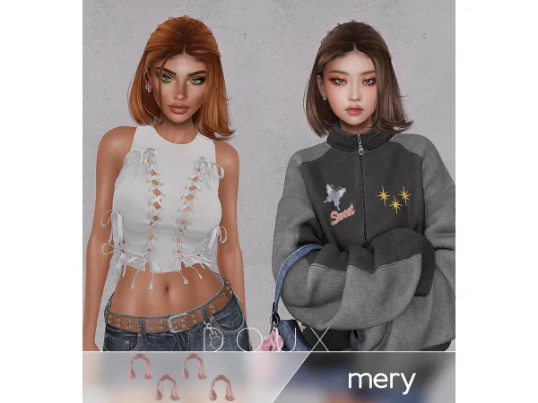 Alpha DOUX Mery Hairstyle - The Sims 4 Custom Content