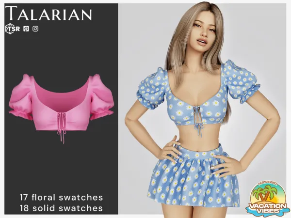 Alpha Lylah Cropped Blouse by talarian - The Sims 4 Custom Content