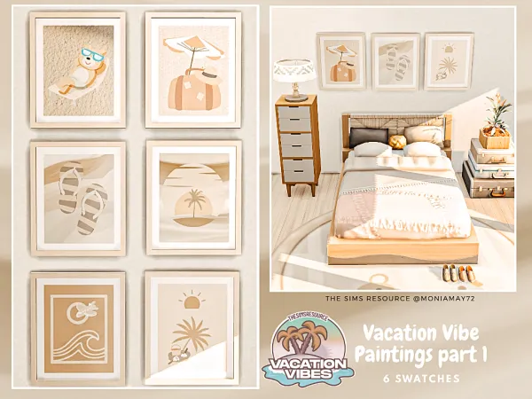 Mix Vacation Vibe Paintings part 1 by moniamay72 - The Sims 4 Custom Content