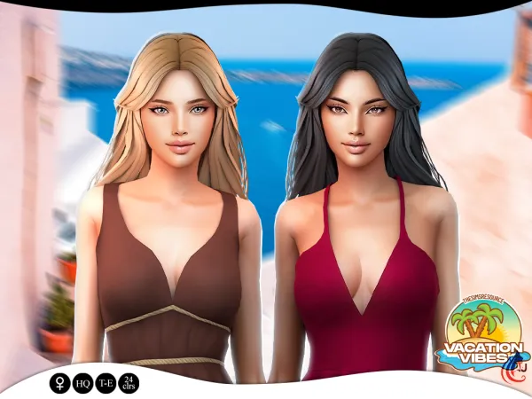 Maxis Match Vacation Vibes Ballena Hairstyle by aurum - The Sims 4 Custom Content