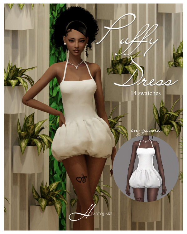 Mix heartquake puffy dress by simsfinds - The Sims 4 Custom Content