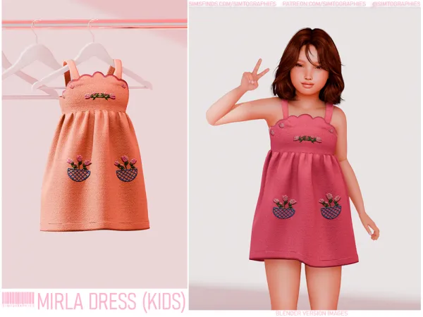 Alpha Mirla Dress (Kids) by simtographies - The Sims 4 Custom Content