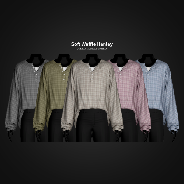 Alpha Soft Waffle Henley by simsfinds - The Sims 4 Custom Content