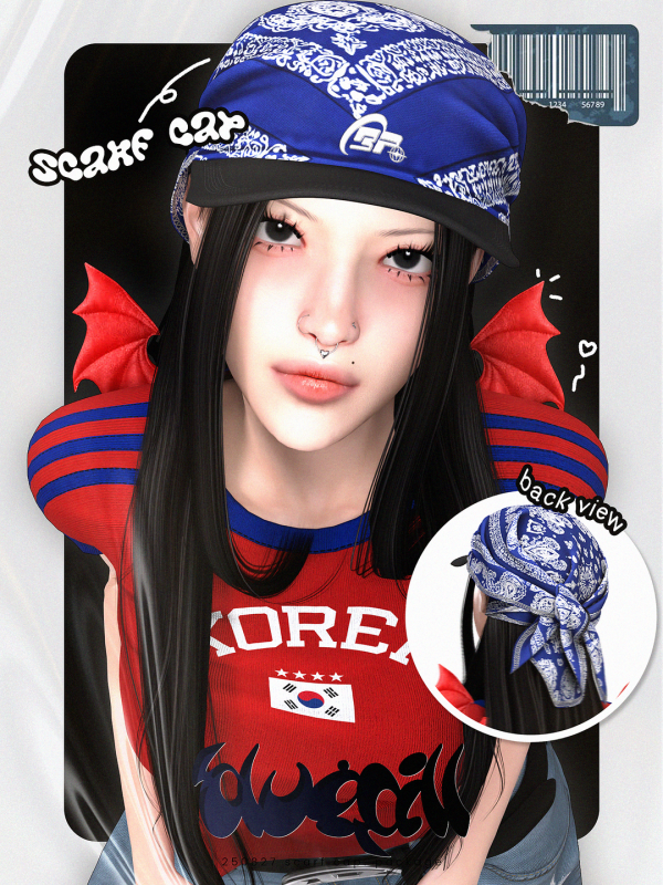 Alpha (Bluepill) 250827 scarf cap by simsfinds - The Sims 4 Custom Content