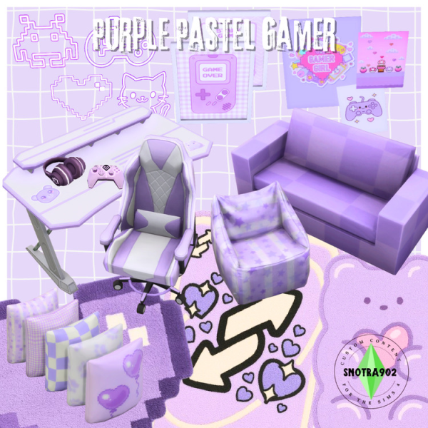 Maxis Match Purple Pastel Gamer by simsfinds - The Sims 4 Custom Content