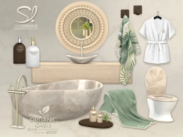 Alpha Organic Oasis Hotel Suite Bathroom by simcredible - The Sims 4 Custom Content