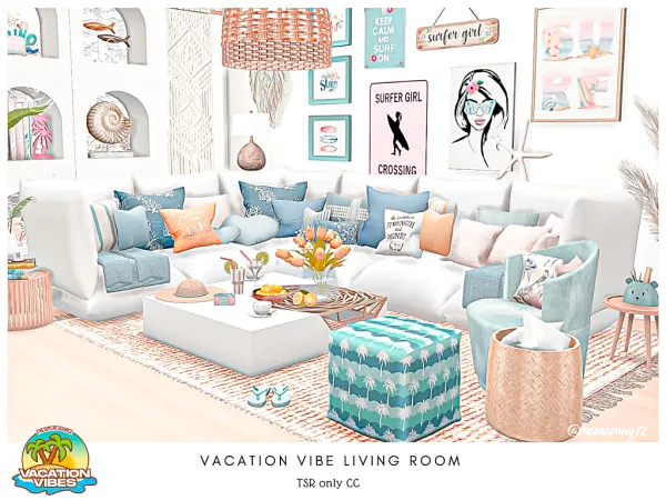 Mix Vacation Vibe Living Room - The Sims 4 Custom Content