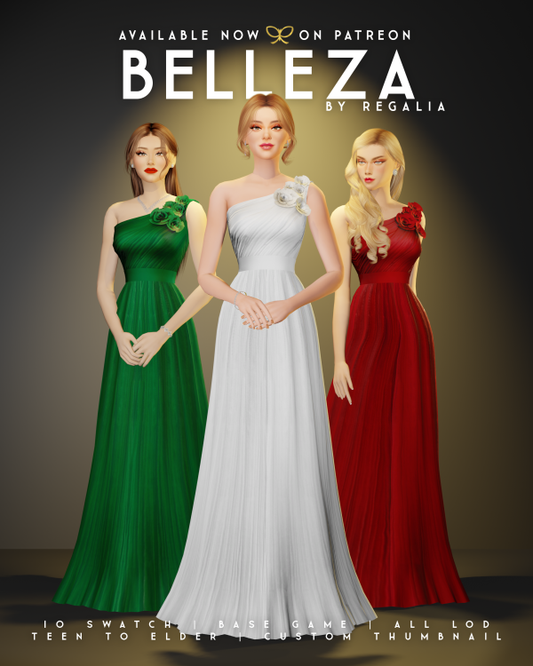 Mix BELLEZA DRESS by simsfinds - The Sims 4 Custom Content