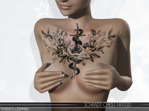 Mix Schmidt chest tattoo by overkillsimmer - The Sims 4 Custom Content