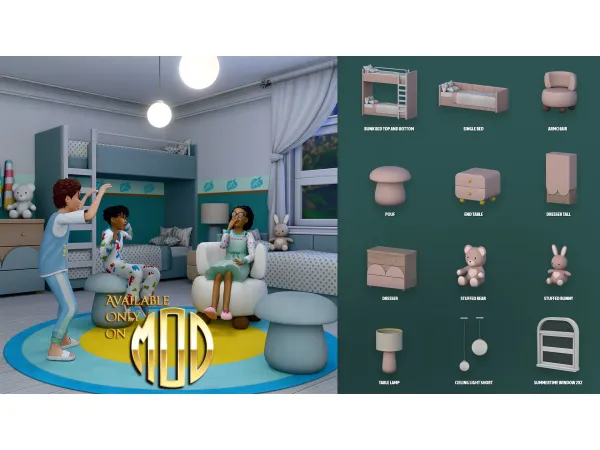 Maxis Match ARDEN KIDS BEDROOM by modcollective - The Sims 4 Custom Content