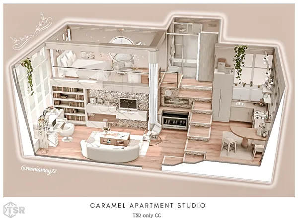 Mix Caramel Studio Apartment - The Sims 4 Custom Content