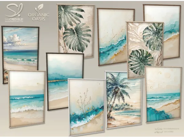 Alpha Organic Oasis Hotel Suite Extras Painting 1 by simcredible - The Sims 4 Custom Content