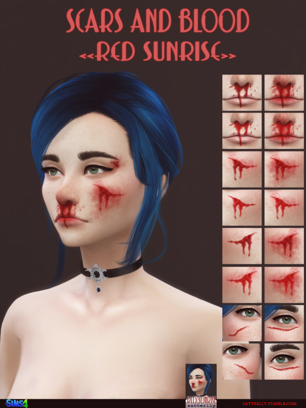 Mix Scars and blood Red Sunrise by simsfinds - The Sims 4 Custom Content