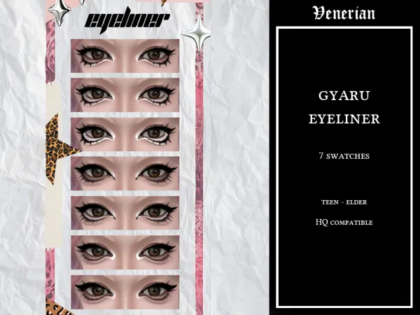 Mix Gyaru Eyeliner by venerian - The Sims 4 Custom Content