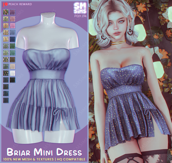 Alpha PEACH Briar Mini Dress by simsfinds - The Sims 4 Custom Content