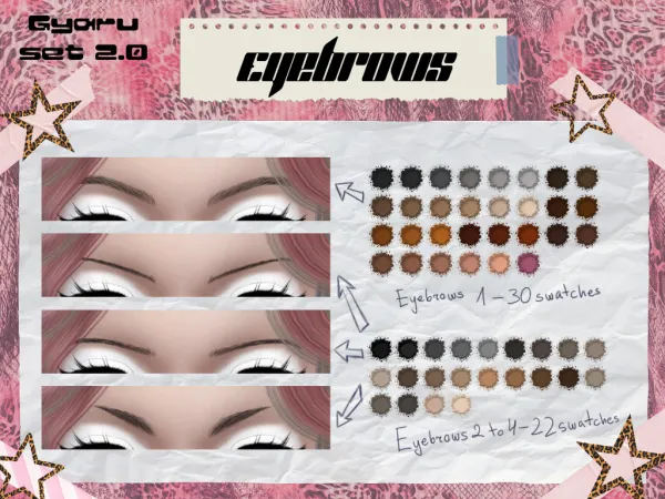 Mix Gyaru Eyebrows by venerian - The Sims 4 Custom Content