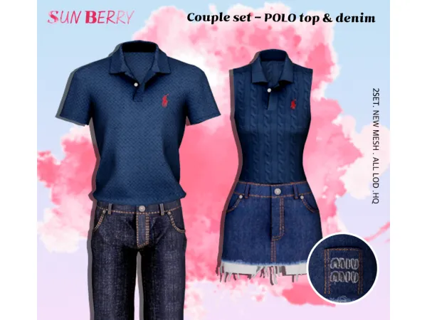 Couple set - POLO top & denim by SUNBERRY