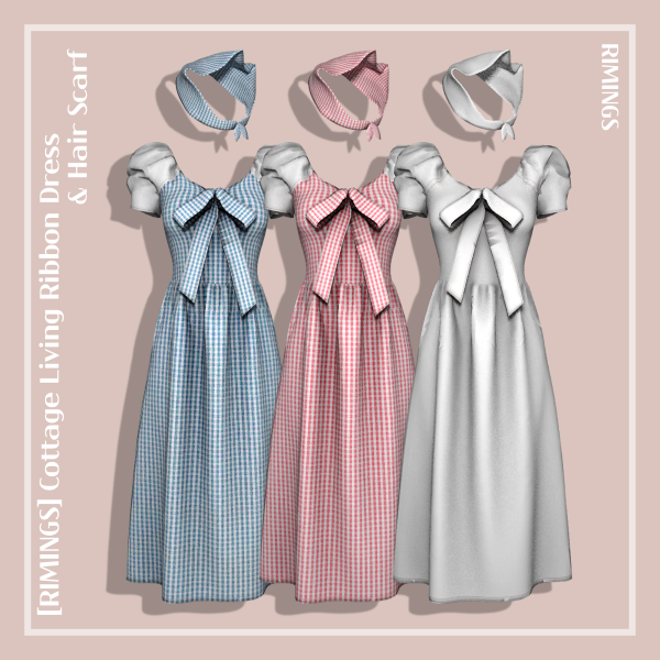 Alpha [RIMINGS] Cottage Living Ribbon Dress Hair Scarf by simsfinds - The Sims 4 Custom Content