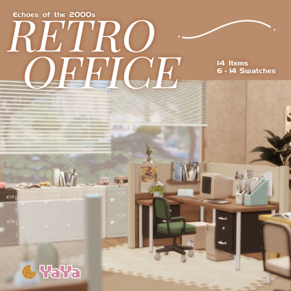 Maxis Match SetB Retro office by simsfinds - The Sims 4 Custom Content