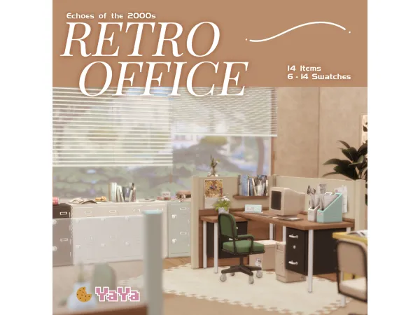 Maxis Match SetB Retro office by yaya_sims - The Sims 4 Custom Content