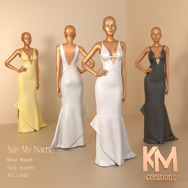 Alpha [KM] Say My Name Dress by kmcreations_ts4 - The Sims 4 Custom Content