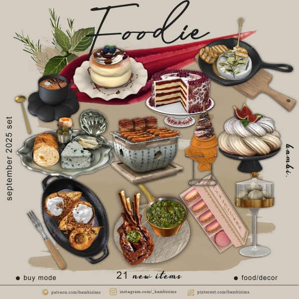 Alpha foodie set by bambisims - The Sims 4 Custom Content