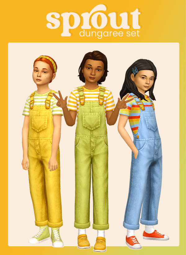 Maxis Match sprout dungaree set sims by simsfinds - The Sims 4 Custom Content