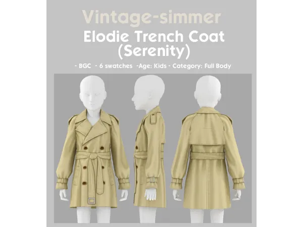 Maxis Match Maxis match Trench Coat for Kids simmer by vintage - The Sims 4 Custom Content