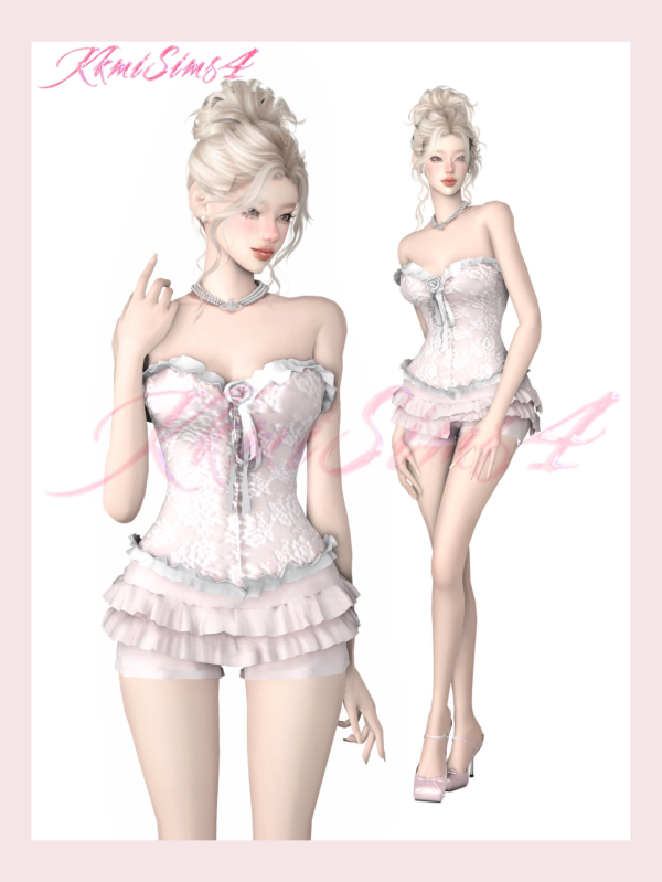 Maxis Match 缎面胸衣套装 by simsfinds - The Sims 4 Custom Content